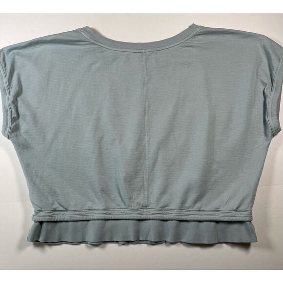 Athleta Sundown Shirred Tee Pale Sea Green Round Neck Boxy Size Large 798665 EUC - Picture 8 of 10